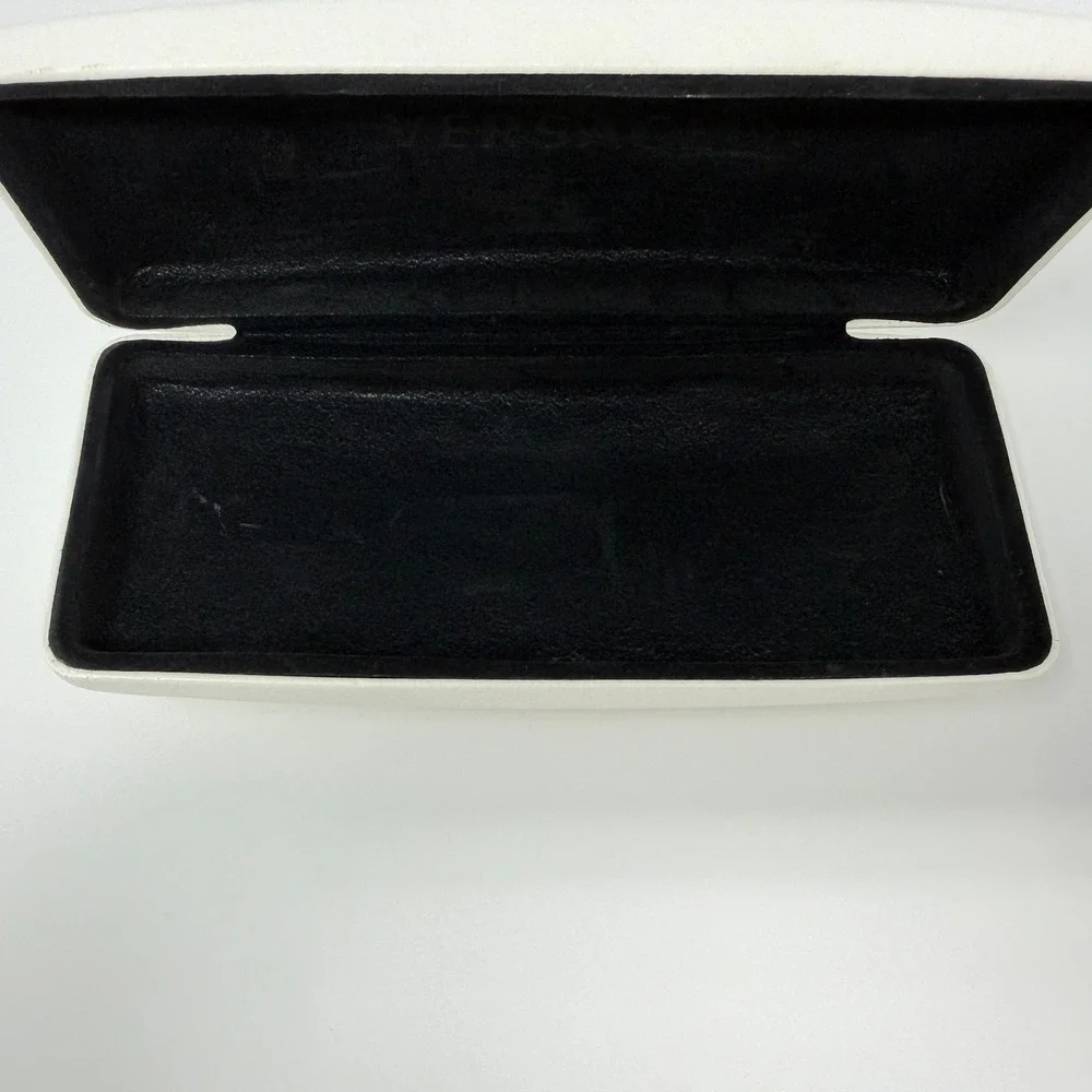 Versace Hard Shell Eyeglass Case White Leather‎ Look Logo
